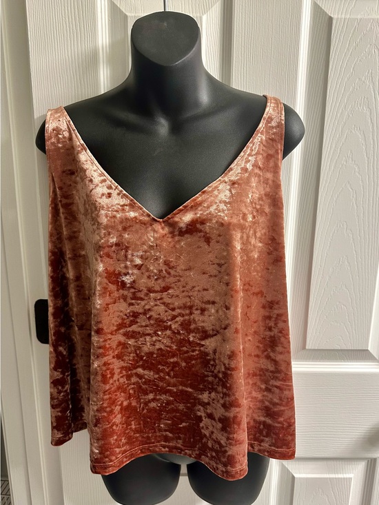H&M Tops - H&M Metallic Faux Velvet V-Neck Tank in Rust Orange